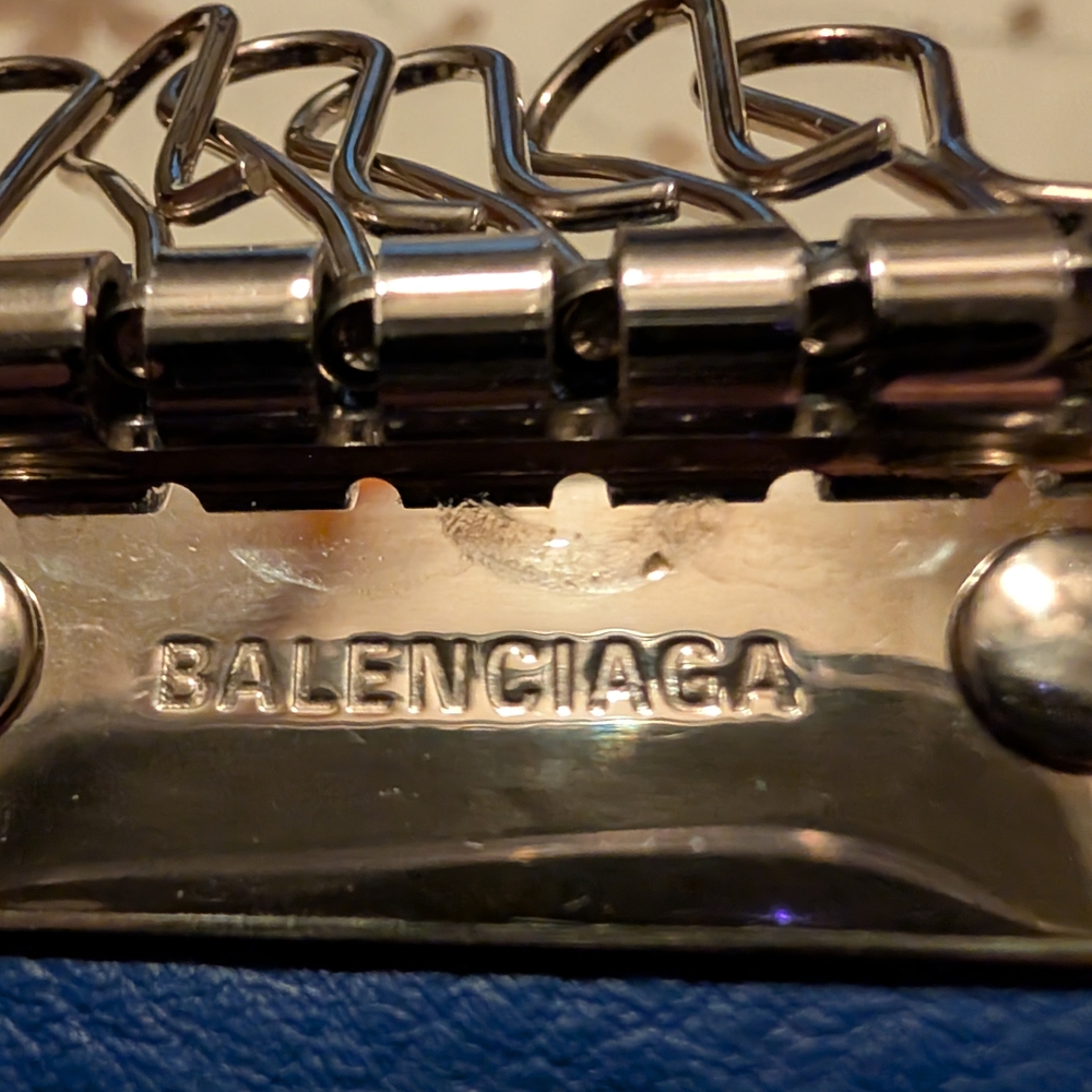 BALENCIAGA Papier 6-Key Case Leather Blue VGUC - Picture 7 of 11